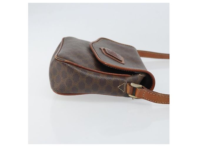 Céline Borsa a Spalla in Tela Macadam CELINE in Pelle PVC Marrone Oro Auth BA9922 D'oro - vista 3