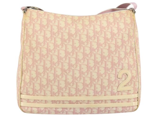 Borsa a Spalla in Tela Trotter Christian Dior PVC Rosa Argento Auth 165231 - vista 13
