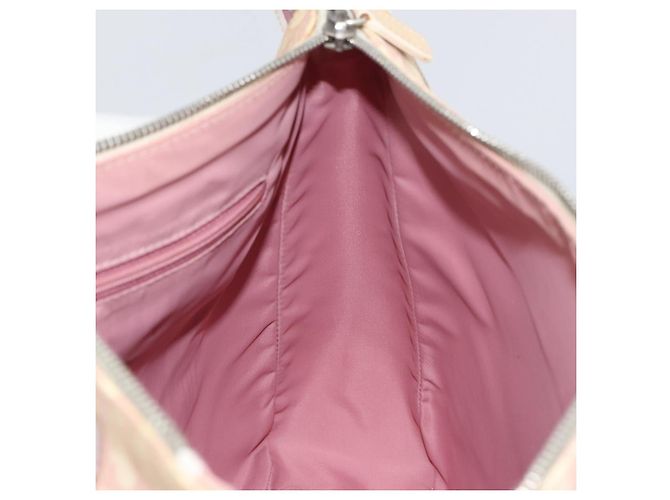 Borsa a Spalla in Tela Trotter Christian Dior PVC Rosa Argento Auth 165231 - vista 18