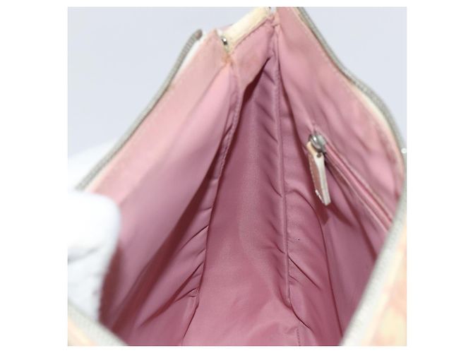 Borsa a Spalla in Tela Trotter Christian Dior PVC Rosa Argento Auth 165231 - vista 19