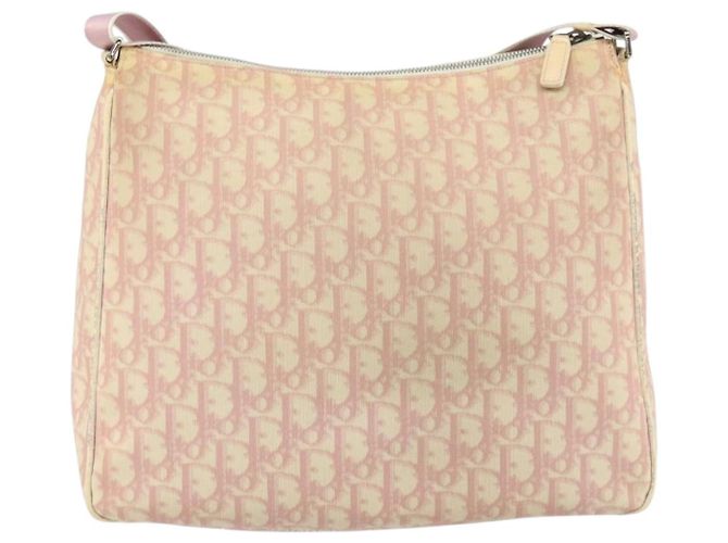 Borsa a Spalla in Tela Trotter Christian Dior PVC Rosa Argento Auth 165231 - vista 2