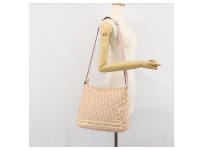 Borsa a Spalla in Tela Trotter Christian Dior PVC Rosa Argento Auth 165231 - vista 22