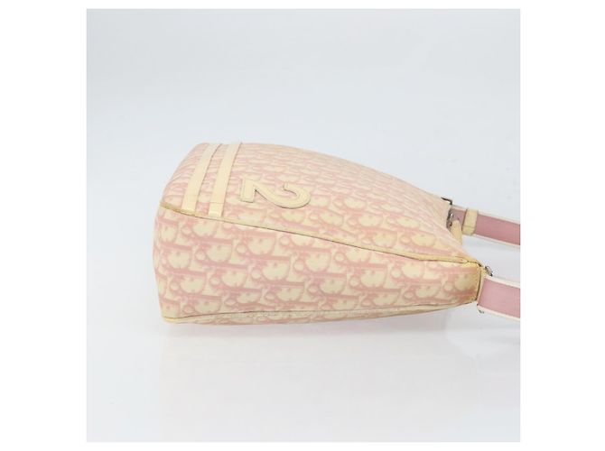 Borsa a Spalla in Tela Trotter Christian Dior PVC Rosa Argento Auth 165231 - vista 3