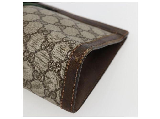 GUCCI GG Supreme Web Sherry Line Clutch Bag PVC Beige 67 014 2125 Auth ka2207 - vista 14
