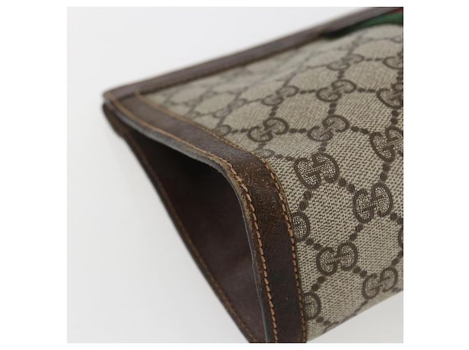 GUCCI GG Supreme Web Sherry Line Clutch Bag PVC Beige 67 014 2125 Auth ka2207 - vista 15
