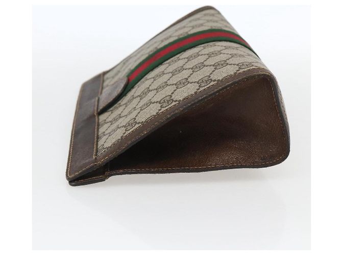 GUCCI GG Supreme Web Sherry Line Clutch Bag PVC Beige 67 014 2125 Auth ka2207 - vista 3