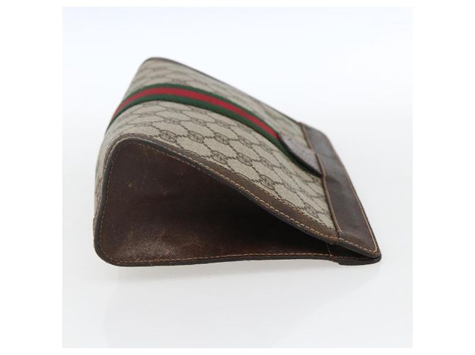 GUCCI GG Supreme Web Sherry Line Clutch Bag PVC Beige 67 014 2125 Auth ka2207 - vista 4