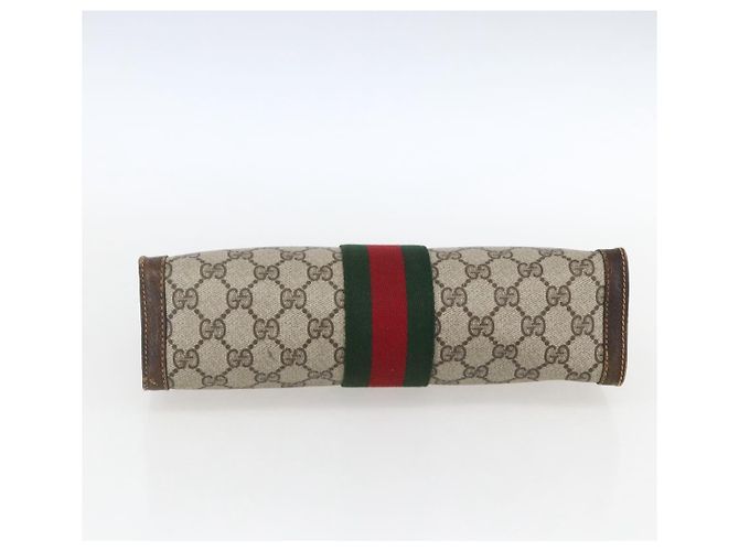 GUCCI GG Supreme Web Sherry Line Clutch Bag PVC Beige 67 014 2125 Auth ka2207 - vista 6