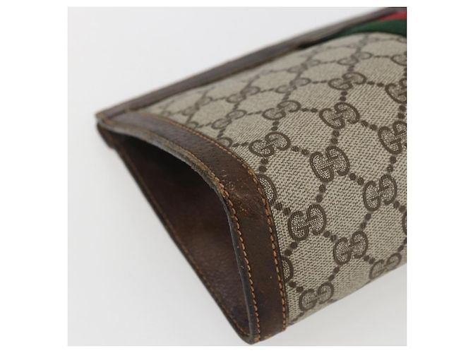 GUCCI GG Supreme Web Sherry Line Clutch Bag PVC Beige 67 014 2125 Auth ka2207 - vista 8