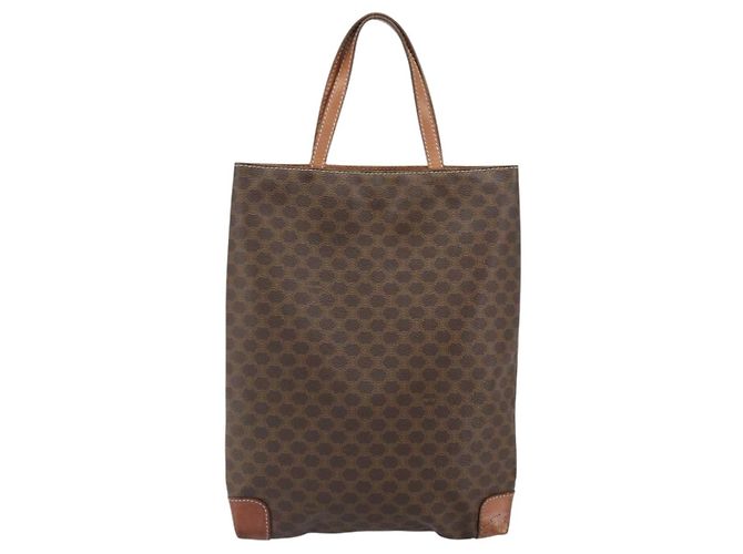 Céline Borsa a mano in tela Macadam CELINE PVC marrone oro Auth 170460 D'oro - vista 2