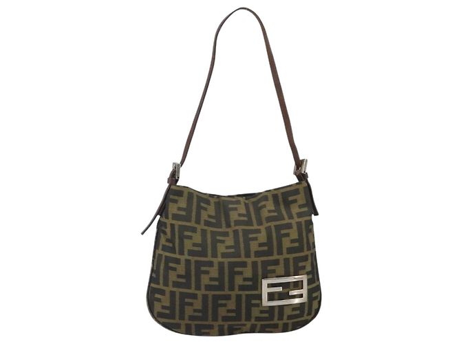 FENDI Zucca Canvas Handtasche braun schwarz silber authentisch bs33057 - Ansicht 13