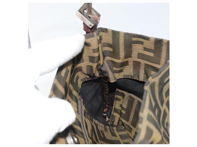 FENDI Zucca Canvas Handtasche braun schwarz silber authentisch bs33057 - Ansicht 19