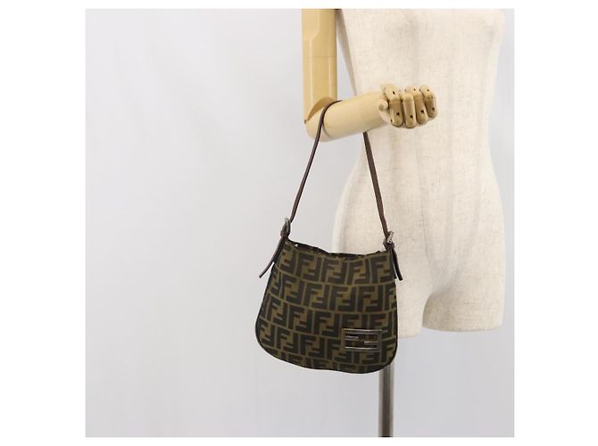 FENDI Zucca Canvas Handtasche braun schwarz silber authentisch bs33057 - Ansicht 23