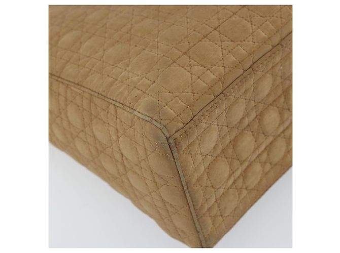 Christian Dior Borsa Lady Dior in nylon beige e oro Auth ep13008 D'oro - vista 14
