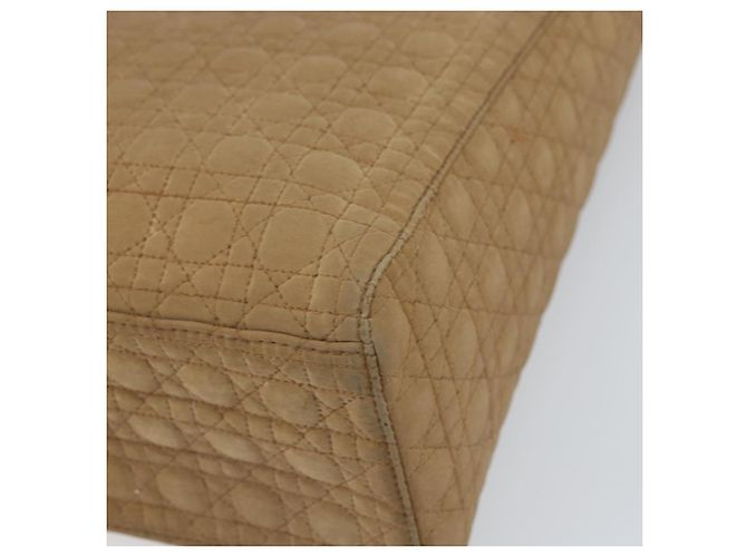 Christian Dior Borsa Lady Dior in nylon beige e oro Auth ep13008 D'oro - vista 15