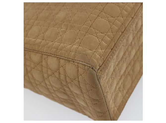 Christian Dior Borsa Lady Dior in nylon beige e oro Auth ep13008 D'oro - vista 16
