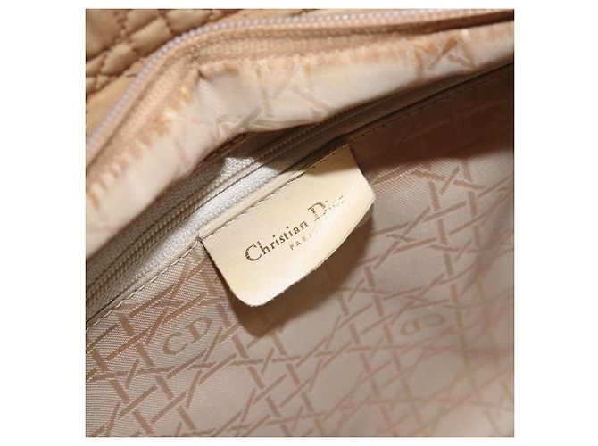 Christian Dior Borsa Lady Dior in nylon beige e oro Auth ep13008 D'oro - vista 18