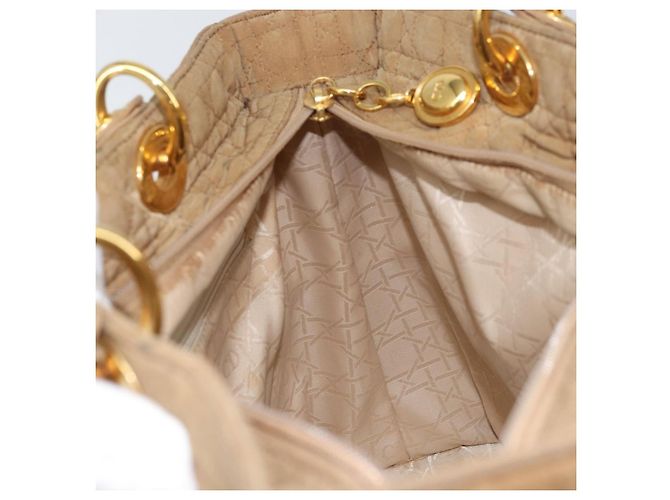 Christian Dior Borsa Lady Dior in nylon beige e oro Auth ep13008 D'oro - vista 19