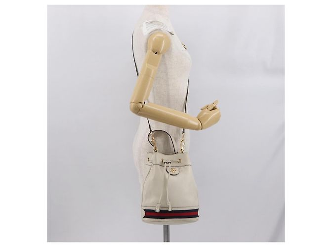 Borsa in pelle GG Marmont Sherry Line 2way bianca oro GUCCI 610846 Auth 166430 Bianco D'oro - vista 26