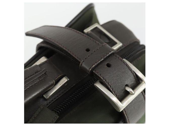 Borsa da lavoro PRADA in nylon khaki argento autentica mr1754 Cachi - vista 10