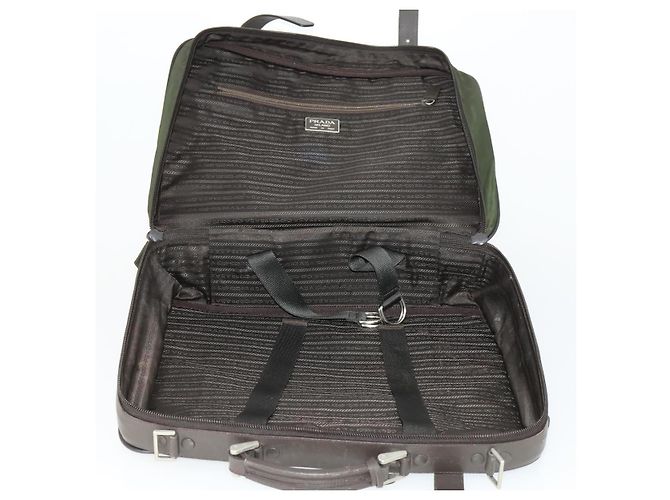 Borsa da lavoro PRADA in nylon khaki argento autentica mr1754 Cachi - vista 11