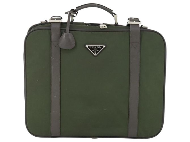 Borsa da lavoro PRADA in nylon khaki argento autentica mr1754 Cachi - vista 13