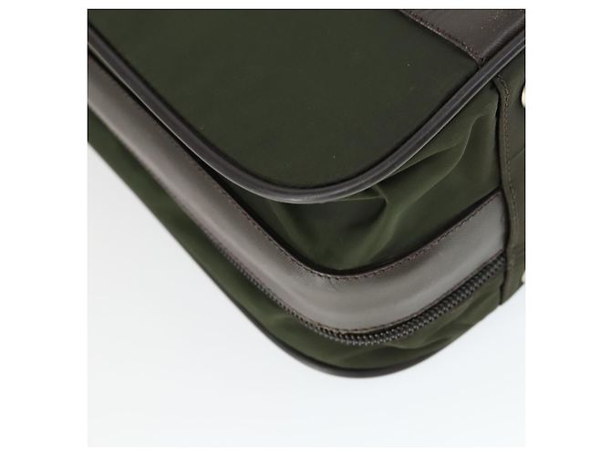 Borsa da lavoro PRADA in nylon khaki argento autentica mr1754 Cachi - vista 17