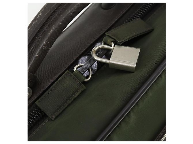 Borsa da lavoro PRADA in nylon khaki argento autentica mr1754 Cachi - vista 19