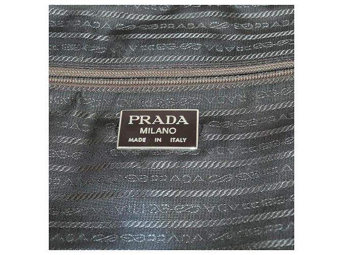 Borsa da lavoro PRADA in nylon khaki argento autentica mr1754 Cachi - vista 21