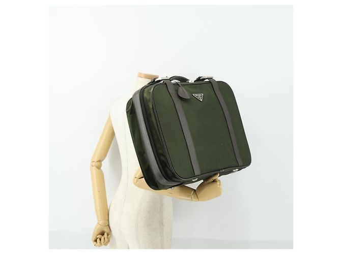 Borsa da lavoro PRADA in nylon khaki argento autentica mr1754 Cachi - vista 27
