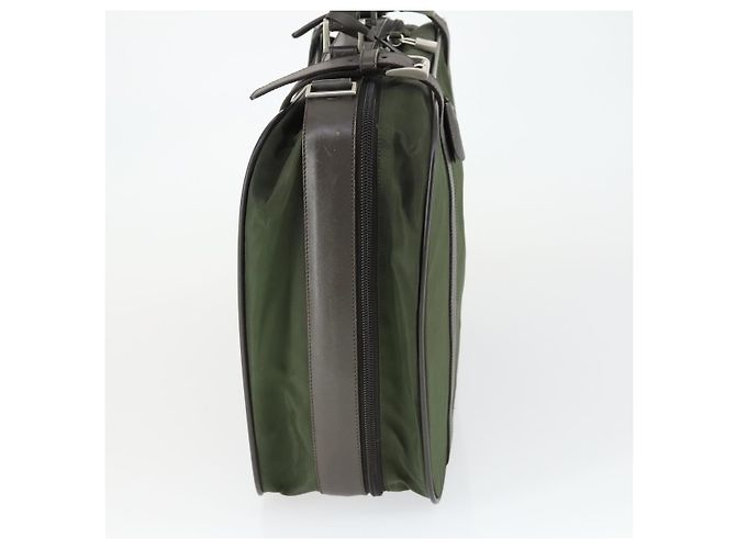 Borsa da lavoro PRADA in nylon khaki argento autentica mr1754 Cachi - vista 4