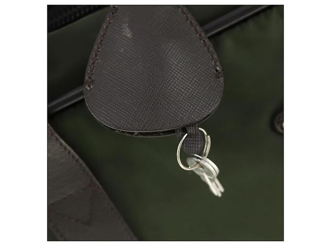 Borsa da lavoro PRADA in nylon khaki argento autentica mr1754 Cachi - vista 9