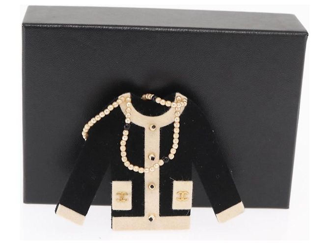 Spilla Motivo Giacca Velluto Nero CC Auth 170024V CHANEL - vista 12