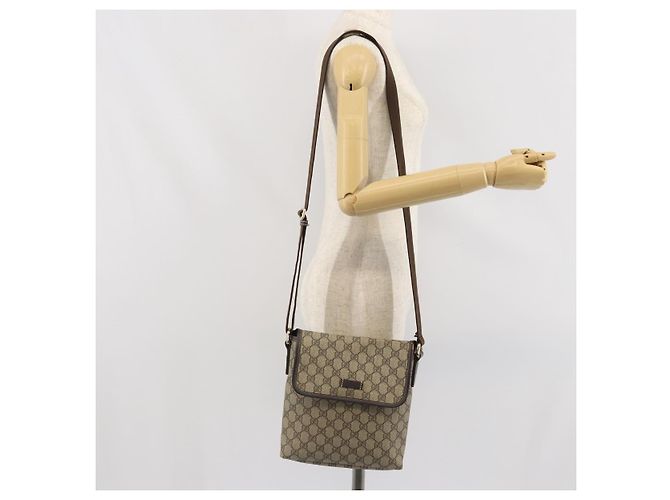 GUCCI GG Supreme Shoulder Bag PVC Beige Gold 223666 Auth ka2033 Golden - view 22