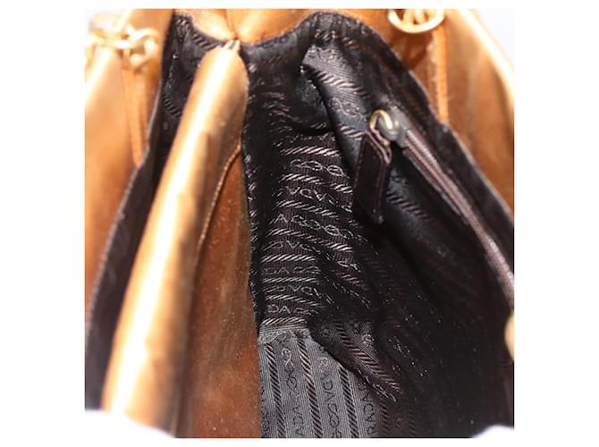 PRADA Borsa a Catena Satin Oro Auth 170010 D'oro - vista 20