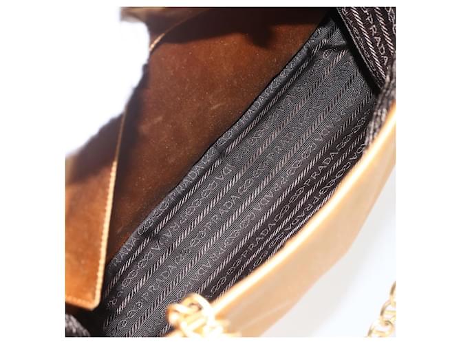 PRADA Borsa a Catena Satin Oro Auth 170010 D'oro - vista 23
