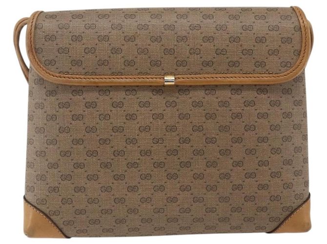 Gucci Borsa a Spalla Micro GG Supreme PVC Beige Oro 14 007 5548 Auth ka2039 D'oro - vista 2