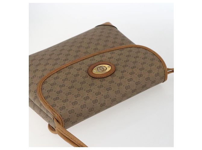 Gucci Borsa a Spalla Micro GG Supreme PVC Beige Oro 14 007 5548 Auth ka2039 D'oro - vista 6