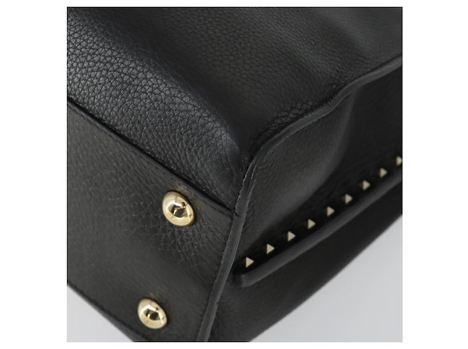 Valentino Borsa a mano in pelle 2 in 1 nera e dorata Auth BA10227 Nero D'oro - vista 10