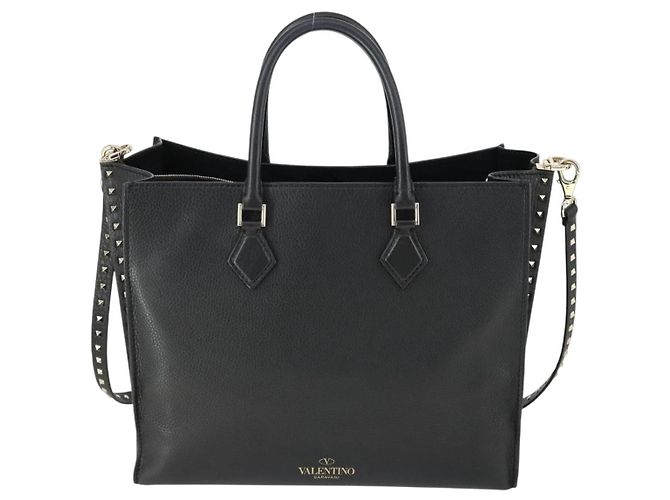 Valentino Borsa a mano in pelle 2 in 1 nera e dorata Auth BA10227 Nero D'oro - vista 13