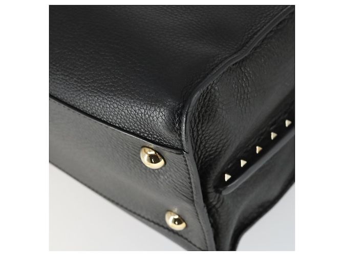Valentino Borsa a mano in pelle 2 in 1 nera e dorata Auth BA10227 Nero D'oro - vista 16