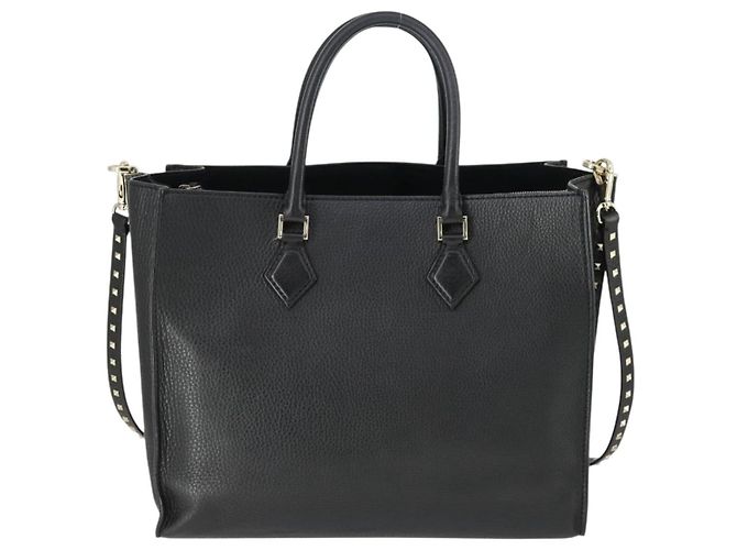 Valentino Borsa a mano in pelle 2 in 1 nera e dorata Auth BA10227 Nero D'oro - vista 2