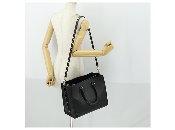 Valentino Borsa a mano in pelle 2 in 1 nera e dorata Auth BA10227 Nero D'oro - vista 24