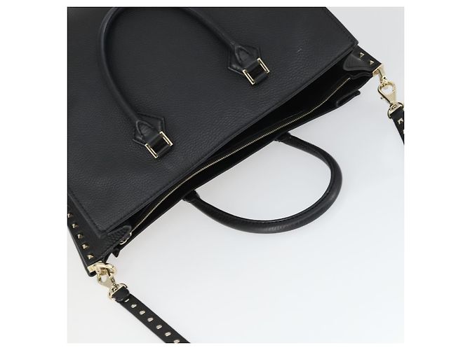 Valentino Borsa a mano in pelle 2 in 1 nera e dorata Auth BA10227 Nero D'oro - vista 6