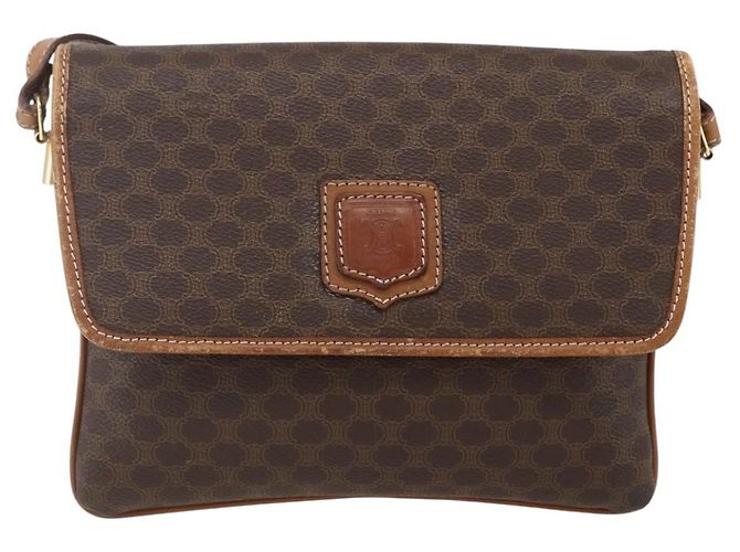Céline CELINE Macadam Canvas Schultertasche aus PVC-Leder Braun Gold Auth ep13304 Golden - Ansicht 13