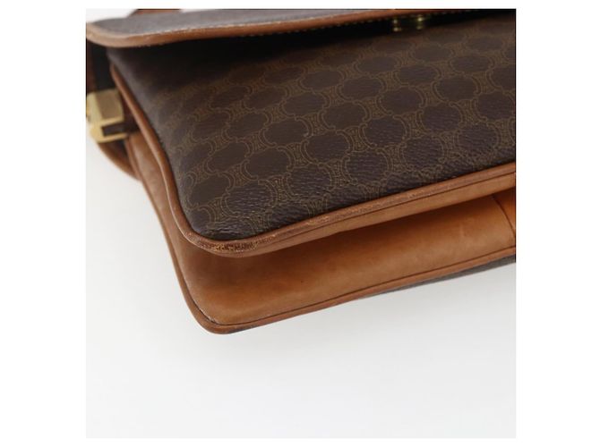 Céline CELINE Macadam Canvas Schultertasche aus PVC-Leder Braun Gold Auth ep13304 Golden - Ansicht 15
