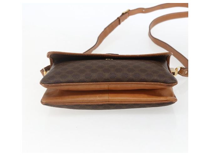 Céline CELINE Macadam Canvas Schultertasche aus PVC-Leder Braun Gold Auth ep13304 Golden - Ansicht 5