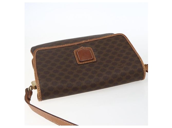 Céline CELINE Macadam Canvas Schultertasche aus PVC-Leder Braun Gold Auth ep13304 Golden - Ansicht 6