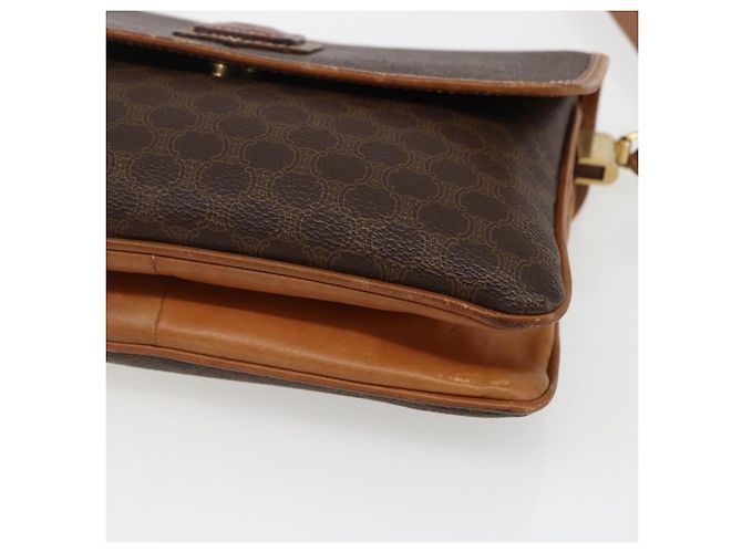 Céline CELINE Macadam Canvas Schultertasche aus PVC-Leder Braun Gold Auth ep13304 Golden - Ansicht 8