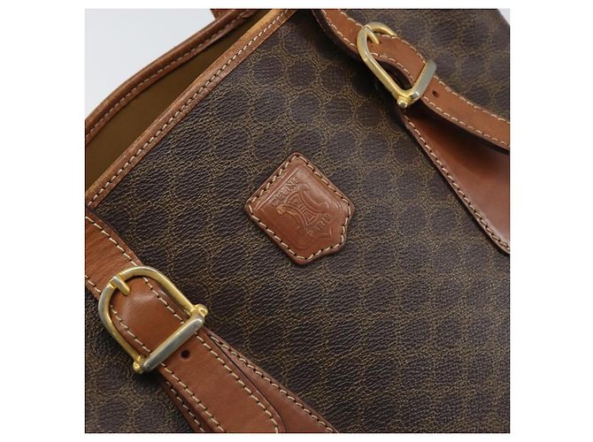 Céline Borsa a mano in tela Macadam CELINE in pelle PVC marrone oro Auth bs33103 D'oro - vista 18